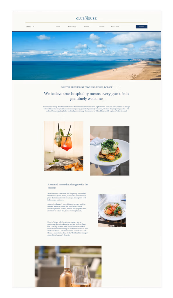 luxury restaurant website design