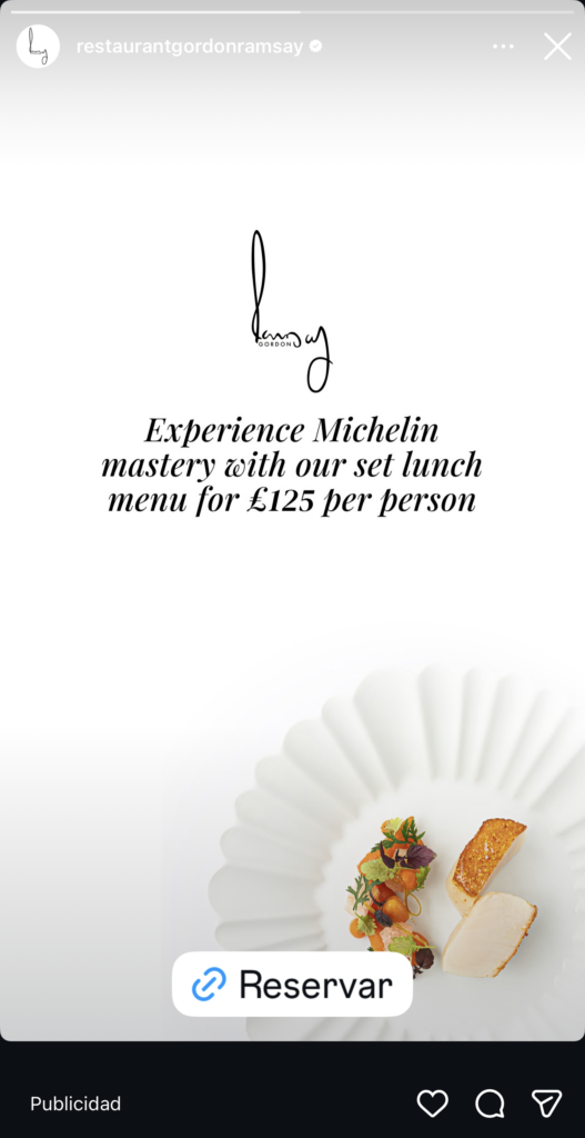 Tasting menu ad creative by Gordon Ramsay restaurant