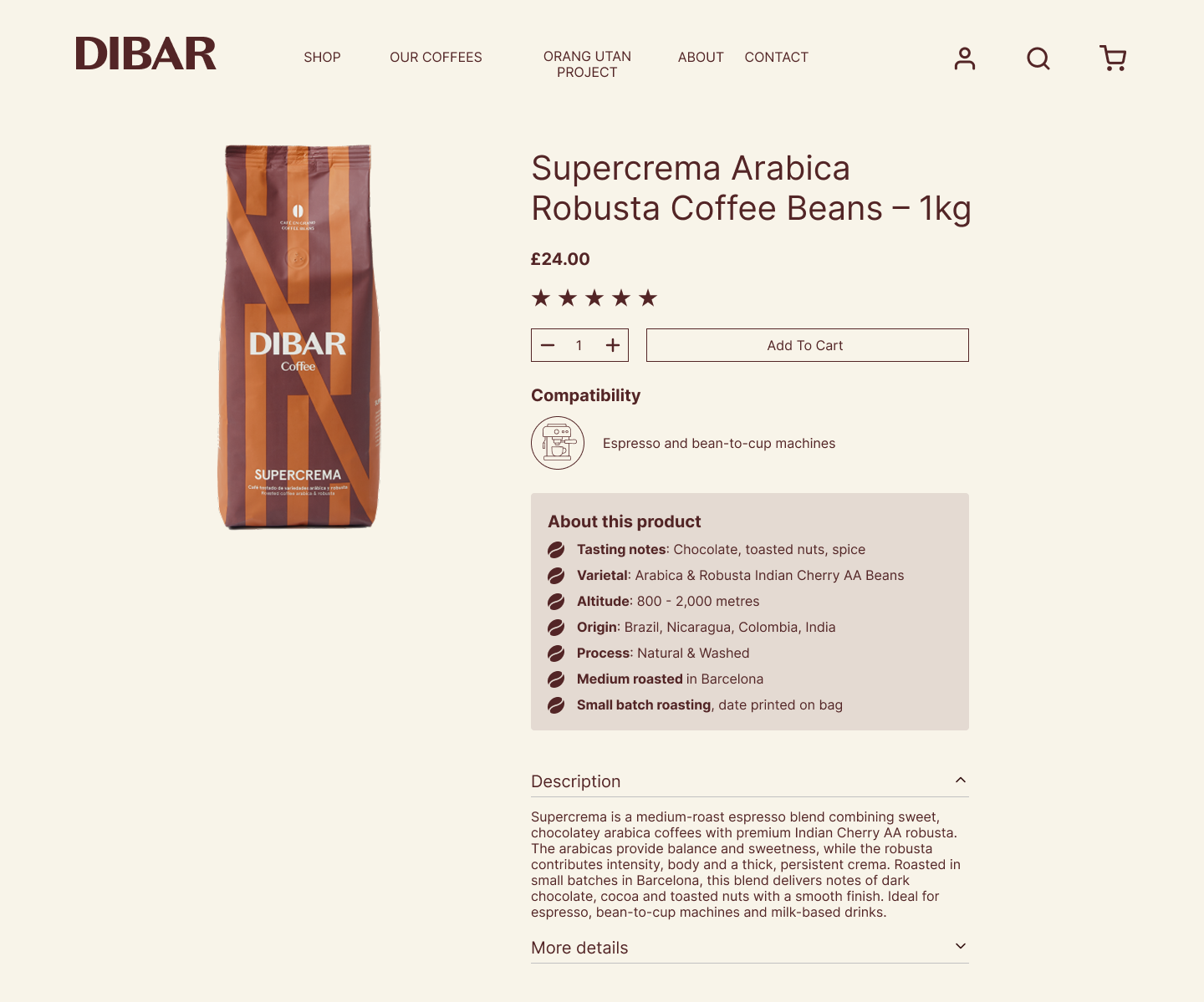 A coffee listing optimised for conversions by including specific notes about the coffee that enthusiasts would find helpful in the consideration stage
