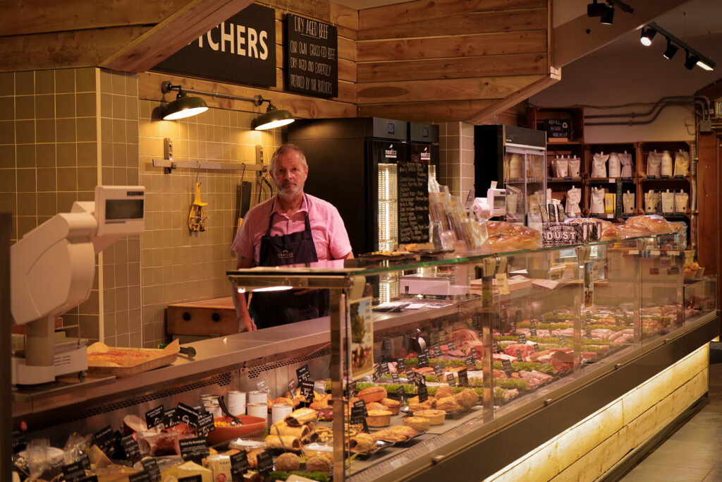 The butcher's counter at Hartley Farm Shop & Kitchen.
